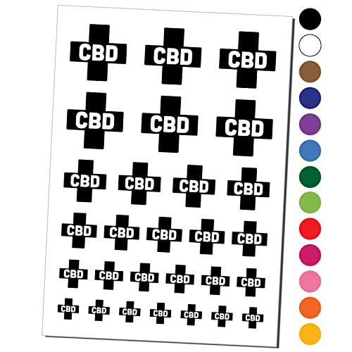CBD Temporary Tattoo Set - Waterproof Fake Body Art for Medical Marijuana Awareness - Black Cross Design (1 Sheet) - Perfect for Cannabis Events, Patient Support & Advocacy Campaigns