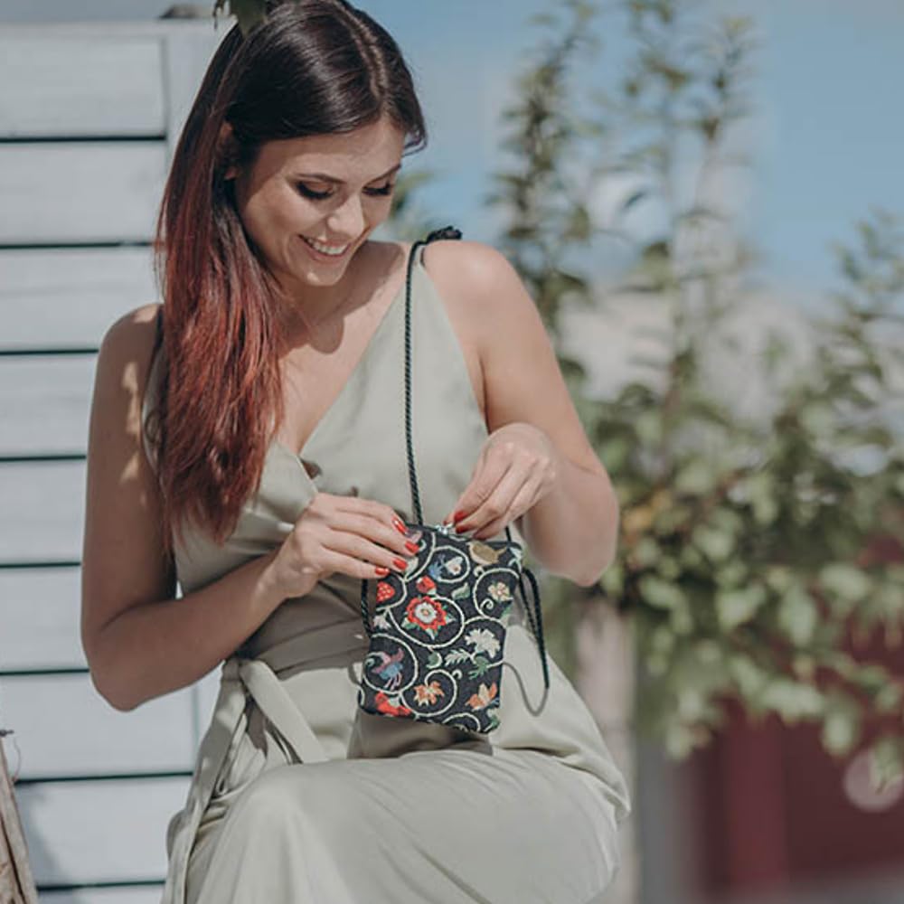 Signare Tapestry Mini Crossbody Phone Bag for Women - Small Purse for iPhone, Samsung & Smartphones - Perfect for Concerts, Travel & Everyday Use