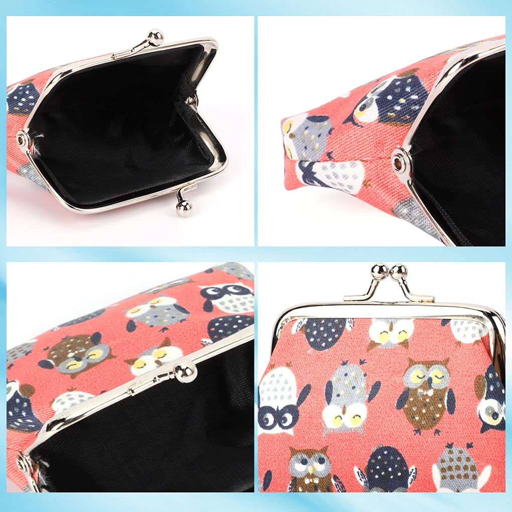Oyachic 4Pcs Cute Owl Coin Purse Set - Small Leather Change Wallet with Clasp for Women & Girls - Perfect for Loose Change, Gift Giving & Everyday Use