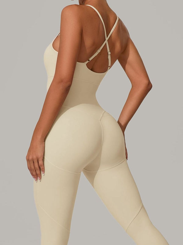 ZASUWA Women's Sexy Cross Back Push Up Jumpsuit - Stretchy Bodycon Romper for Date Night & Club Wear