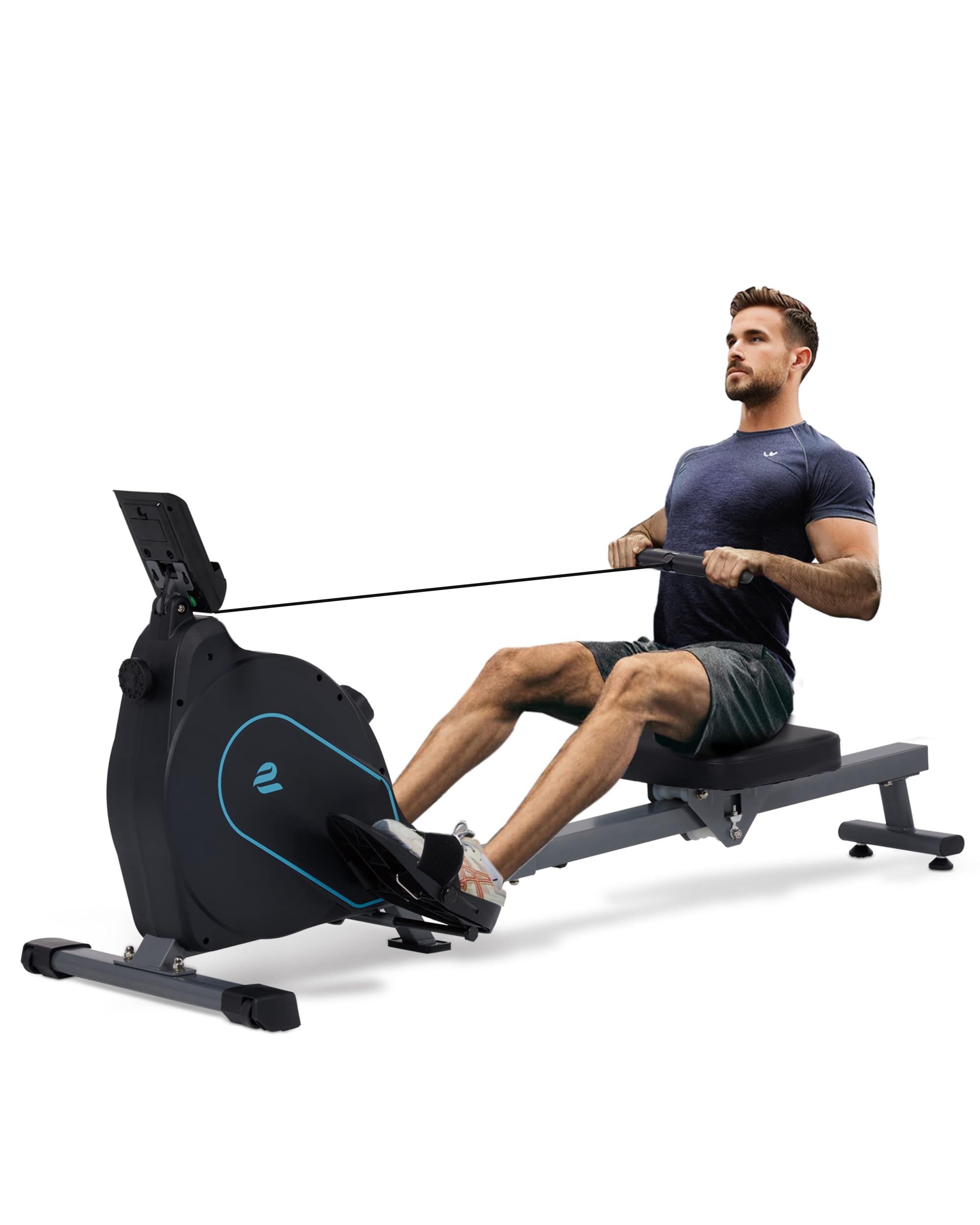 ECHANFIT Magnetic Rowing Machine for Home Gym - 16-Level Adjustable Resistance Rower with LCD Monitor, Ergonomic Seat & Tablet Holder (350 LB Weight Capacity) - Perfect for Cardio Workouts, Full-Body Training & Small Spaces