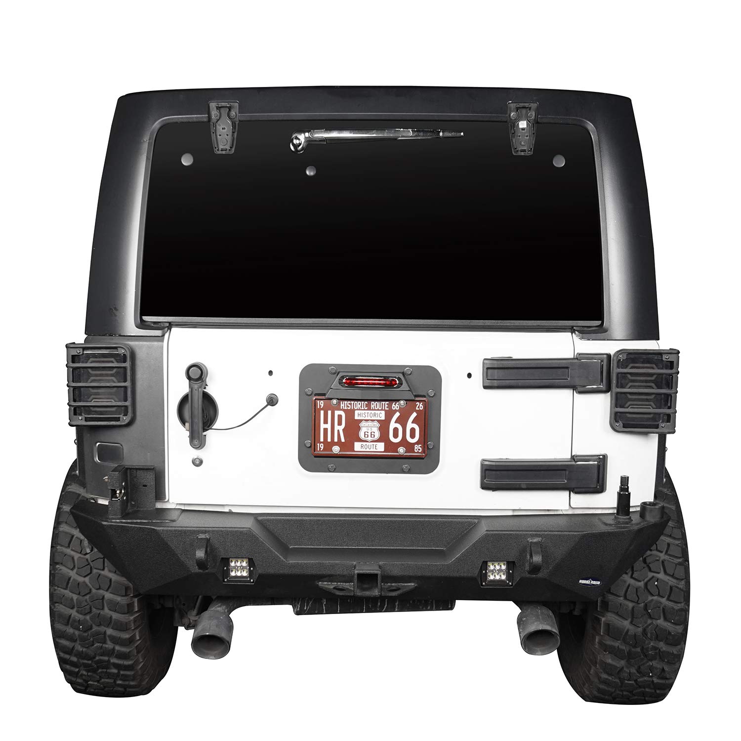 Wrangler Spare Tire Delete Kit with License Plate Relocation & LED Light - Compatible with Jeep Wrangler JK & Unlimited 2007-2018 | Off-Road Accessories for Rear Bumper Customization