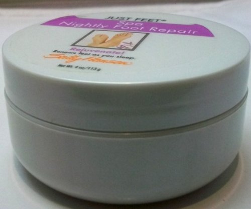 Sally Hansen Just Feet Spa Nightly Foot Repair Cream 4 Oz - Moisturizing Foot Care for Cracked Heels & Dry Skin - Perfect for Overnight Treatment & Pedicure Prep