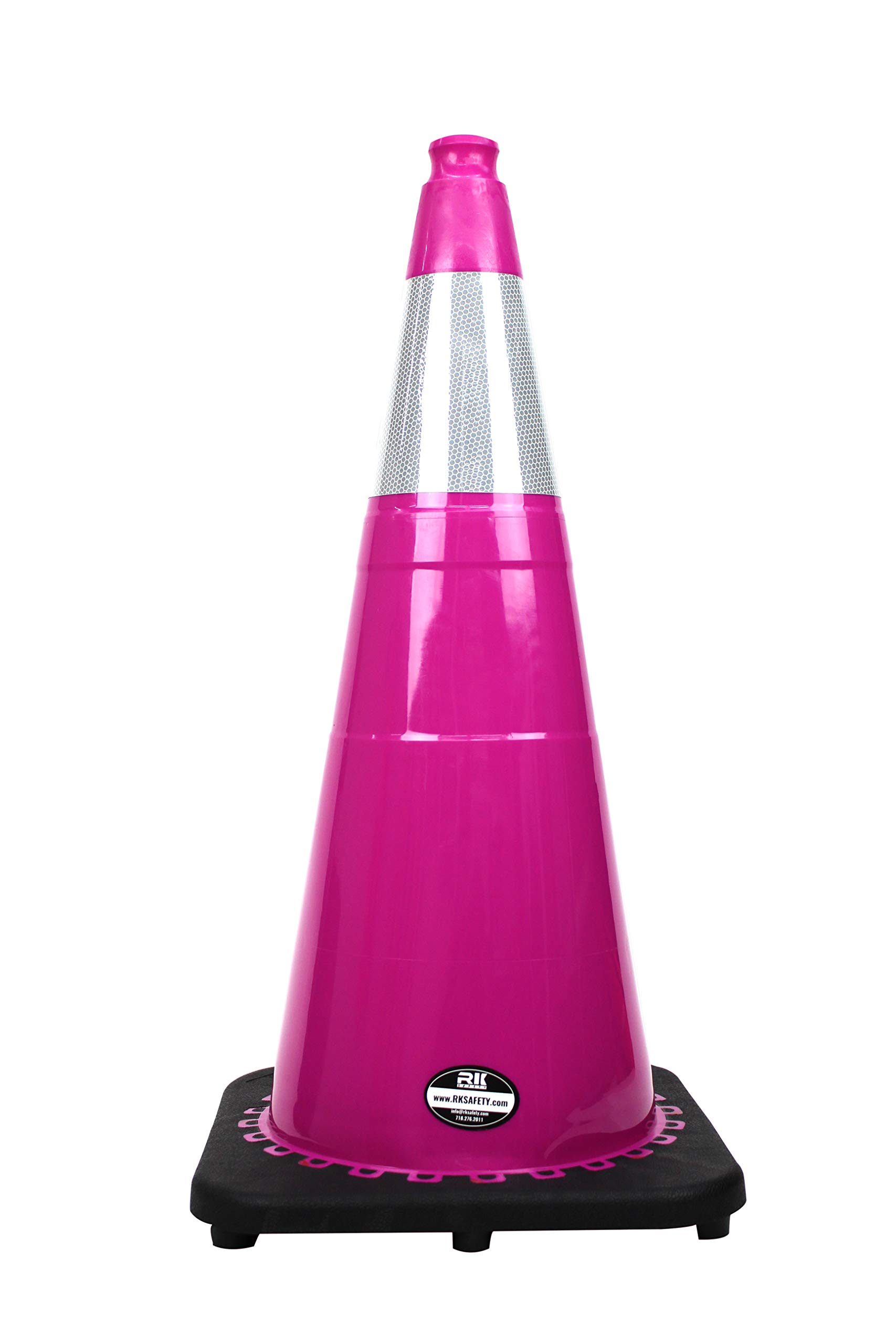 Troy Safety 28-Inch Traffic Safety Cones with 6-Inch Reflective Tape - Pack of 8x2 (Pink) - High Visibility Road Construction, Parking Lot, and Event Safety Barriers