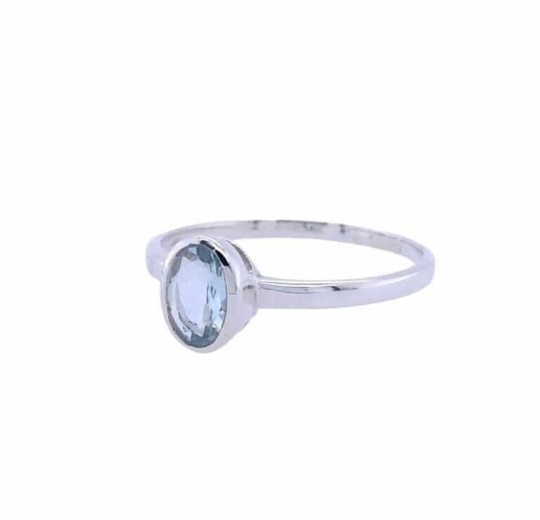 Aquamarine Sterling Silver Ring for Women - Elegant March Birthstone Jewelry - Perfect for Engagement, Wedding & Everyday Wear
