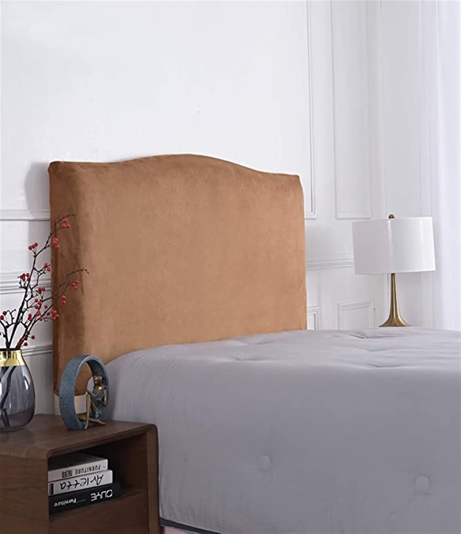 LUKKC Stretch Velvet Headboard Slipcover - Dustproof Protector for Queen/Twin/King/Full Size Beds | Soft Upholstered Headboard Cover for Single & Double Beds | Perfect for Bedroom Decor, Home Makeover & Dust Protection