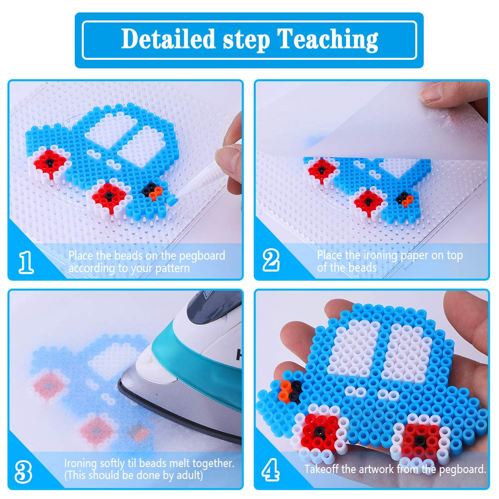 5000-Piece Perler Beads Kit with 5 Large Pegboards, Tweezers & Ironing Papers | DIY Fuse Bead Crafts for Kids & Adults | Perfect for Home Decor, Gifts & Creative Projects