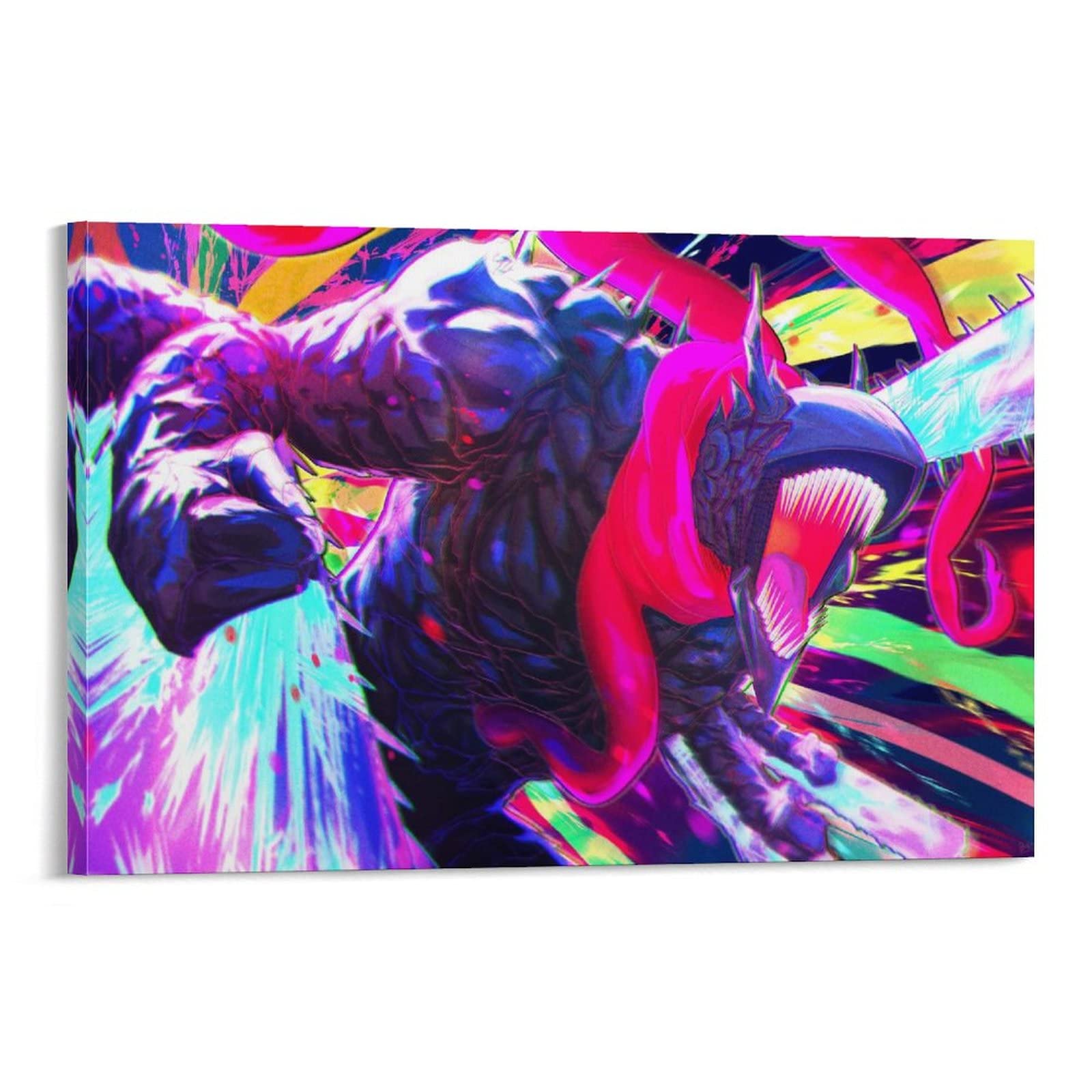Chainsaw Man Anime Poster - Japanese Wall Art Decor 24x36 Inches, Canvas Print for Bedroom, Living Room & Office - Modern Aesthetic Poster with Frame for Anime Fans & Home Decor