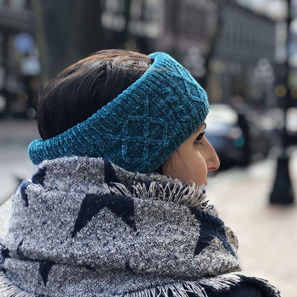 Pudus Vegan Winter Headbands for Women - Soft Stretch Ear Warmer Headwrap with Warm Faux Fur Fleece Lining - Cozy Winter Accessories for Outdoor Activities, Skiing, Running & Daily Wear
