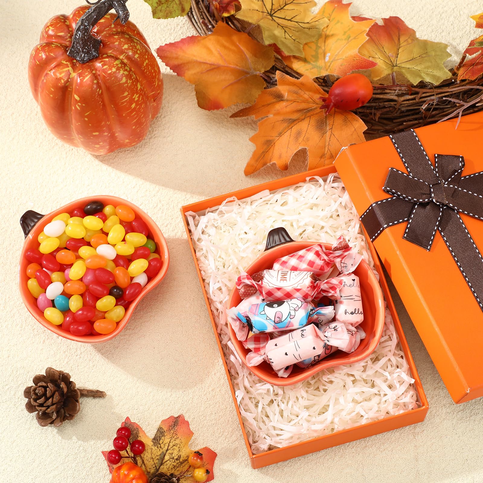 4 Pcs 6 oz Pumpkin-Shaped Ceramic Ramekins - Oven Safe Small Baking Dishes for Dips, Sauces, Snacks & Condiments | Perfect for Thanksgiving, Fall Parties, Kitchen Serving & Dessert Presentation