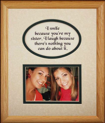 8x10 Sister Photo Frame with Poetry - Cream/Green Mat - Birthday, Wedding, Christmas Gift for Sisters