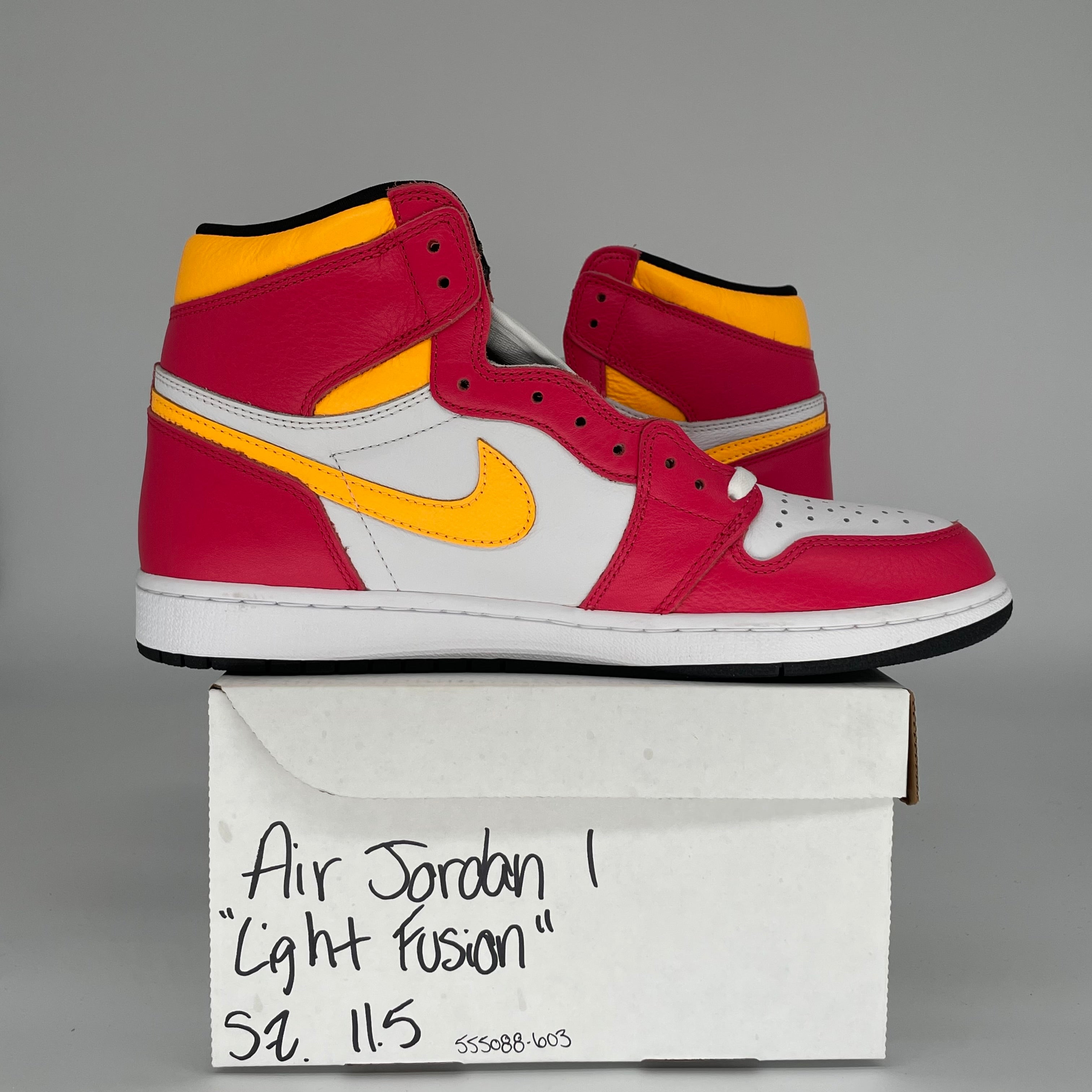 AIR JORDAN 1 Retro High OG Light Fusion Red Men's Basketball Shoes Size 11.5 - Style 555088-603 | Sneakers for Streetwear, Sports & Casual Outfits