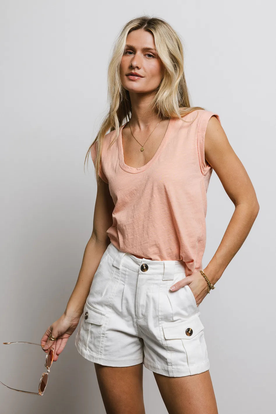 Jaylene Women's Coral Muscle Tee - Soft Stretch Workout Top for Gym, Yoga & Casual Wear | Final Sale