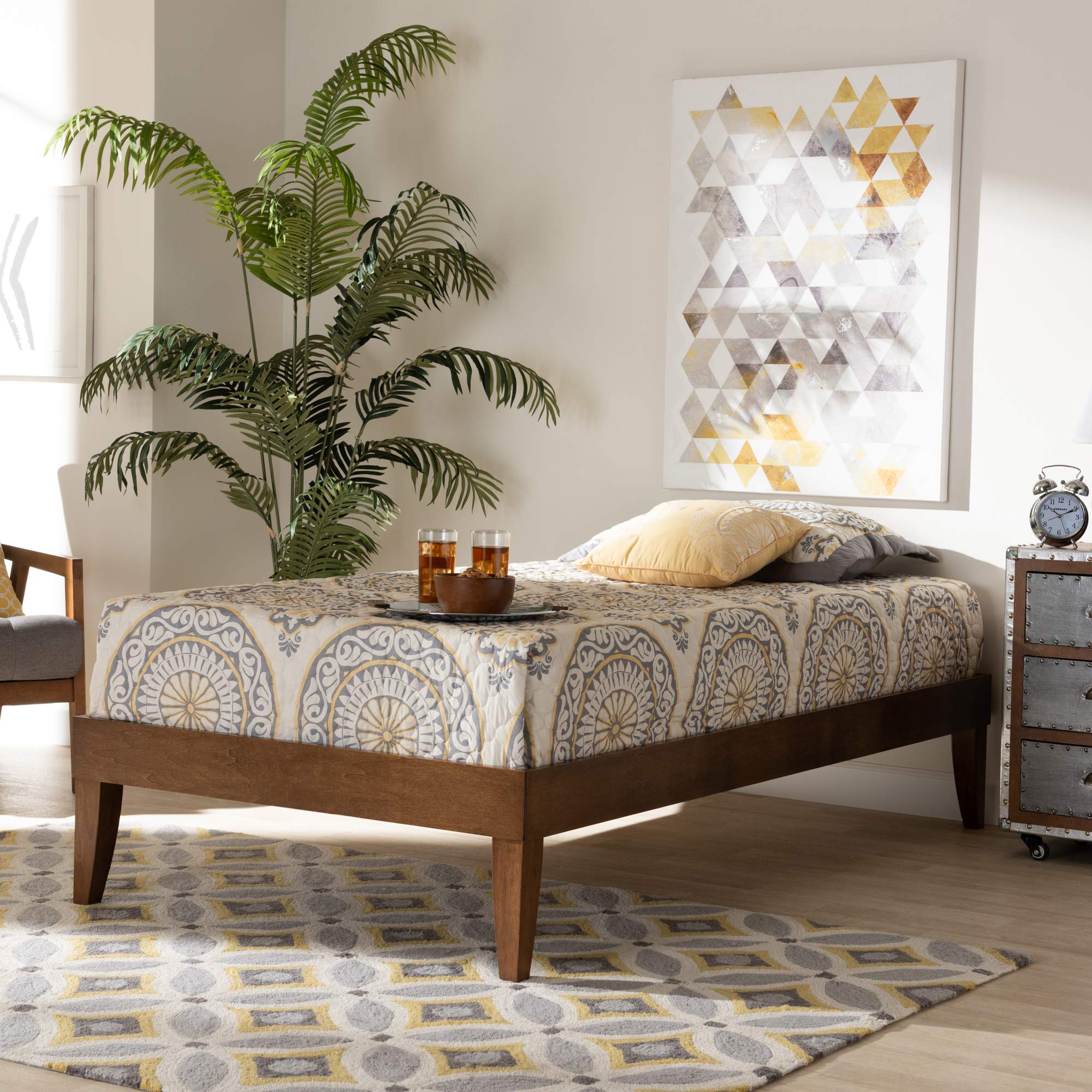 Baxton Studio Modern Single Platform Bed Frame in Brown - Perfect for Small Bedrooms & Studio Apartments