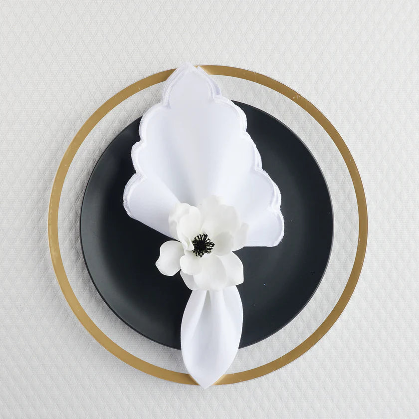 Adorn Scallop Napkins - Pack of 6 Premium Linen Dinner Napkins for Elegant Table Settings, Parties & Special Occasions
