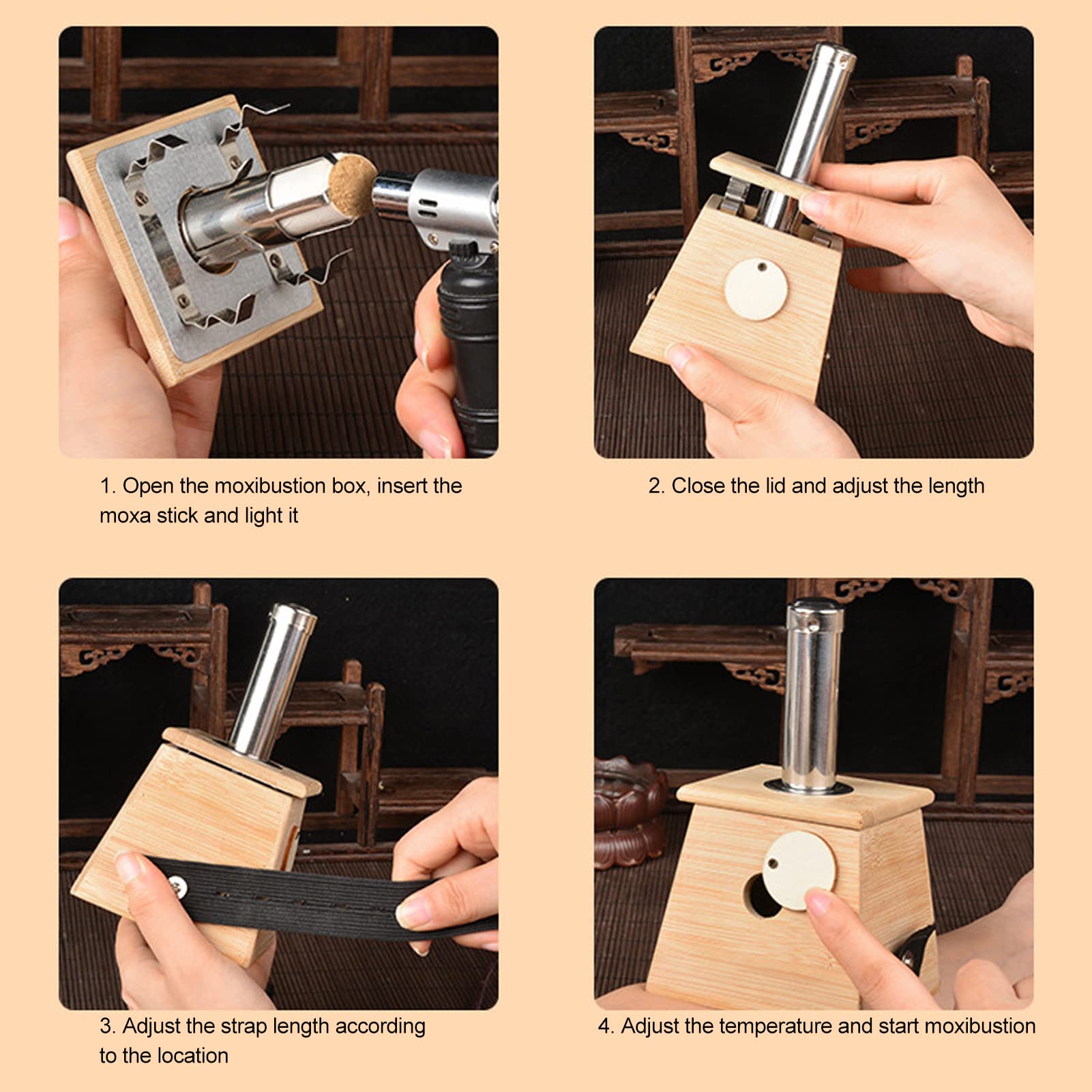 2pcs Single Hole Bamboo Moxibustion Box Set - Portable Moxa Roller Stick Holder for Acupuncture Therapy | Perfect for Home Wellness & Pain Relief Treatment