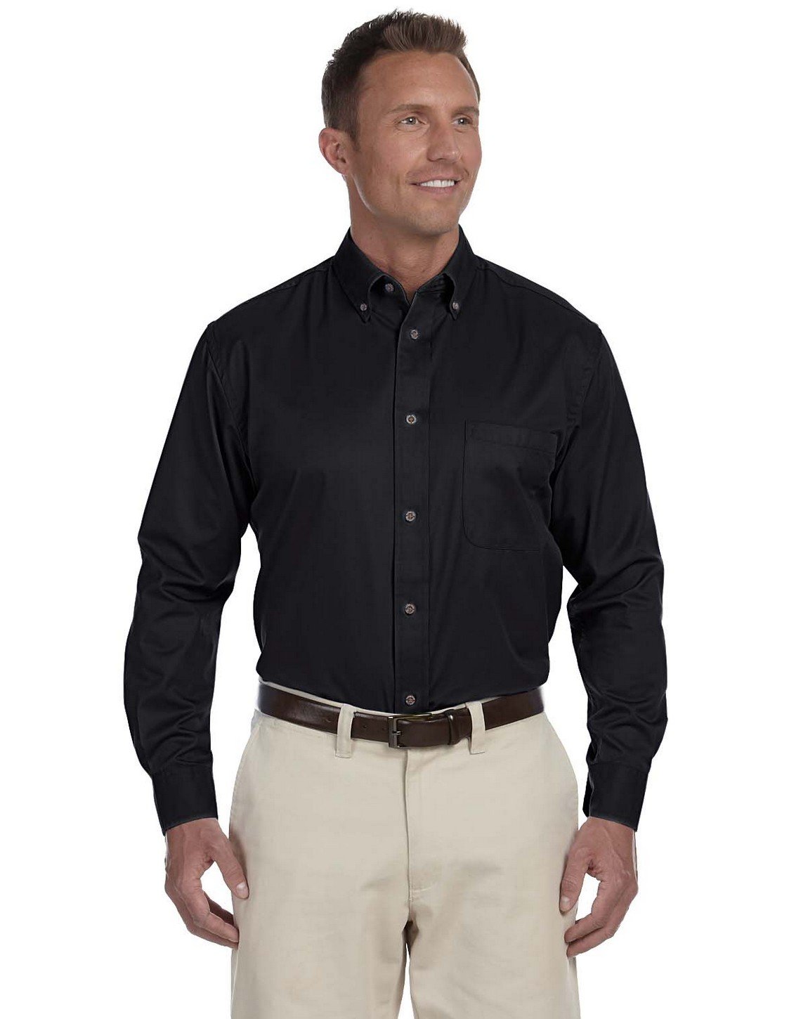 Men's Easy Blend Long-Sleeve Twill Shirt with Stain-Release Technology | Comfortable & Wrinkle-Resistant Casual Dress Shirt for Work, Office & Everyday Wear