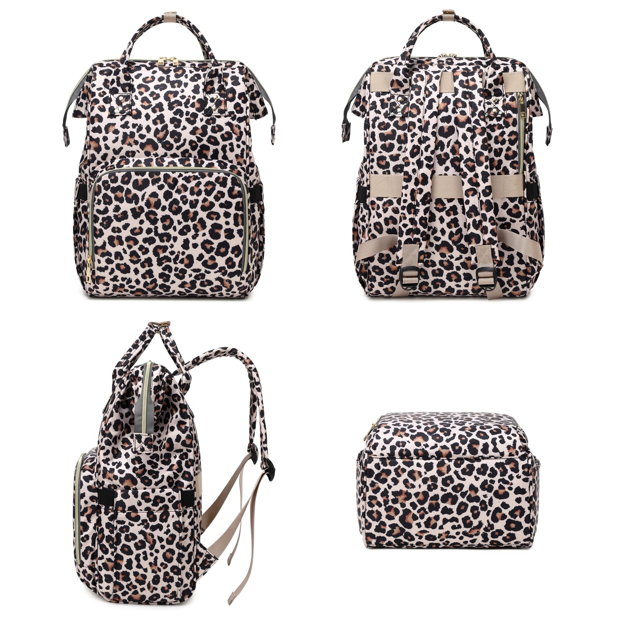 Leopard Print Women's Laptop Backpack - 15.6 Inch Waterproof College School Bookbag with USB Charging Port, Perfect for Work, Business Travel & Daily Commute | Stylish & Functional Computer Backpack for Professionals & Students