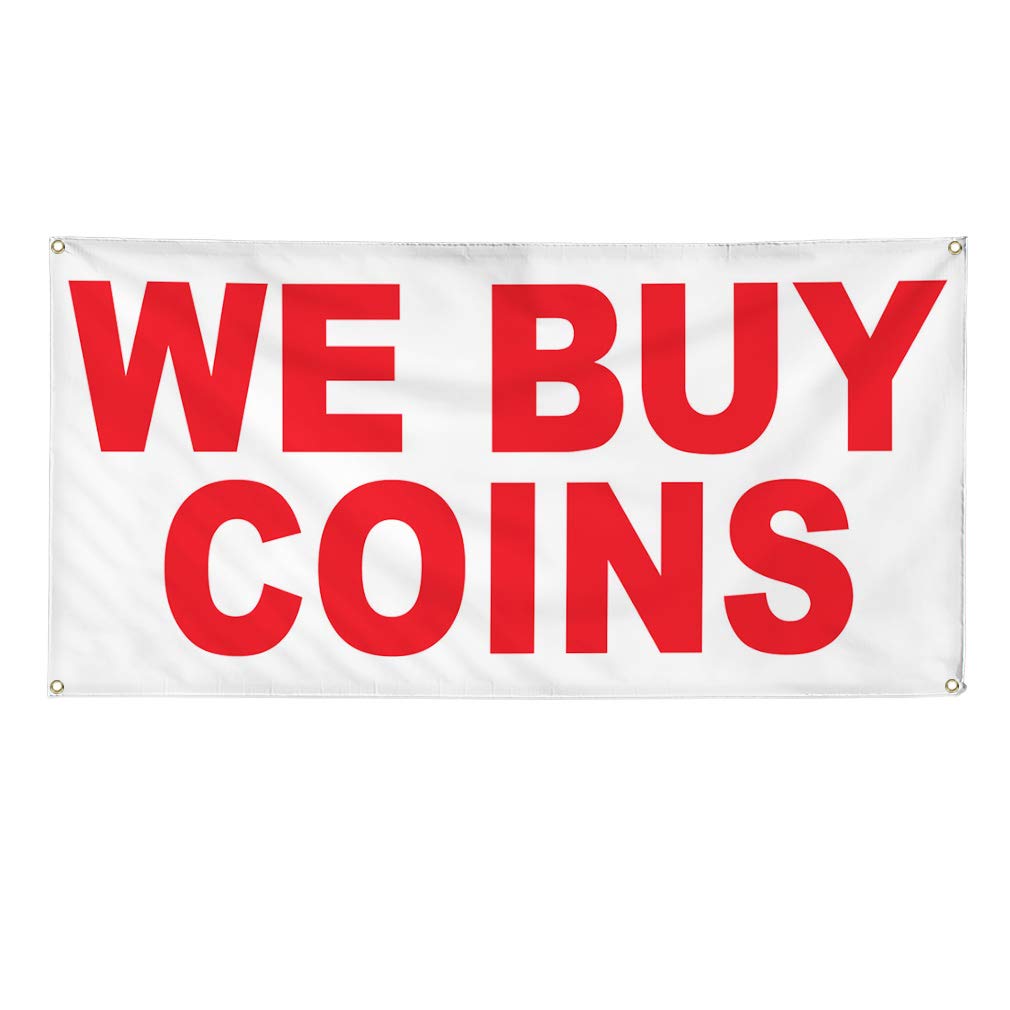 Vinyl Banner Multiple Sizes - Weatherproof Outdoor Business Sign with 10 Grommets (60x144 Inches) - Ideal for Yard Sales, Industrial Use & Coin Shops