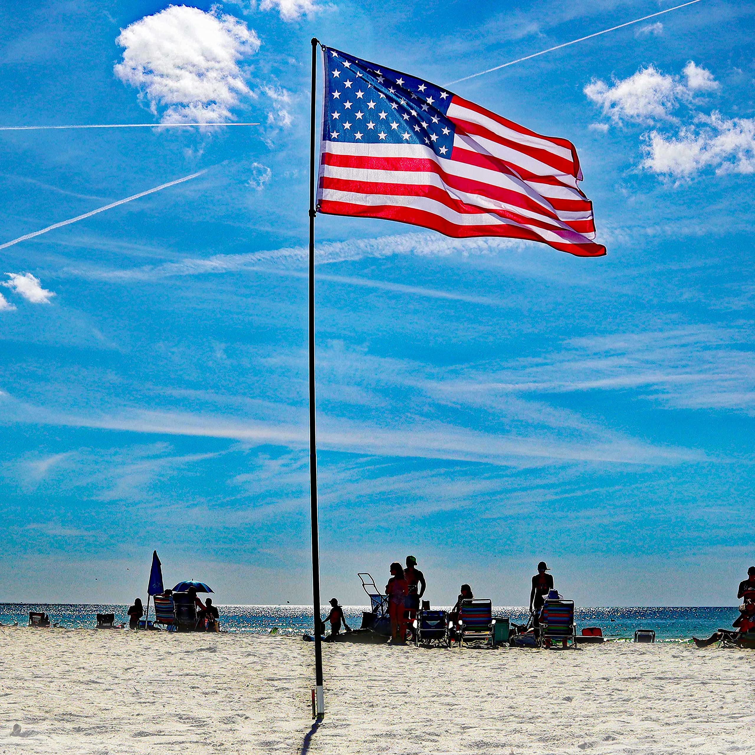 Portable Flag Pole Kit - 11ft Telescoping Fiberglass Pole with 1¼
