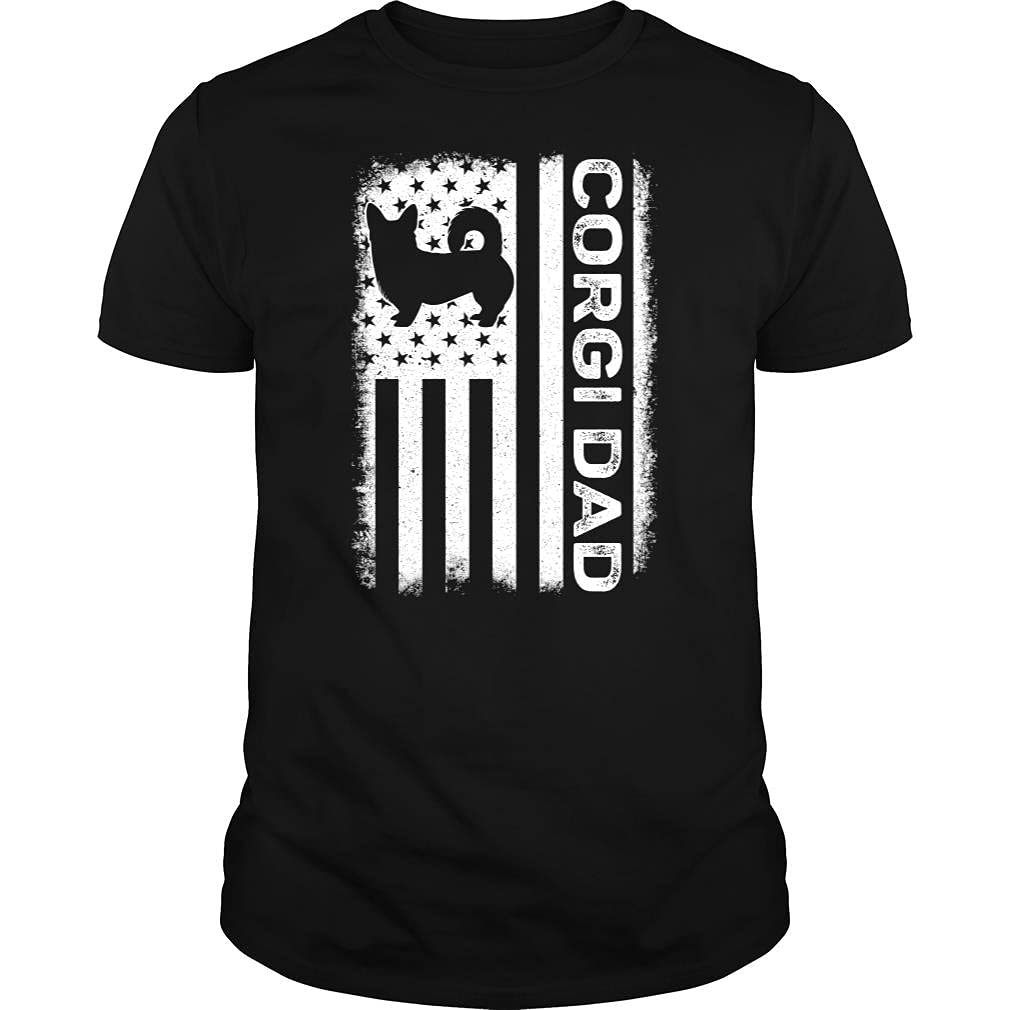 Corgi Dad USA Flag T-Shirt - Unisex American Patriotic Dog Lover Tee for Men & Women - Perfect for 4th of July, Father's Day & Casual Wear