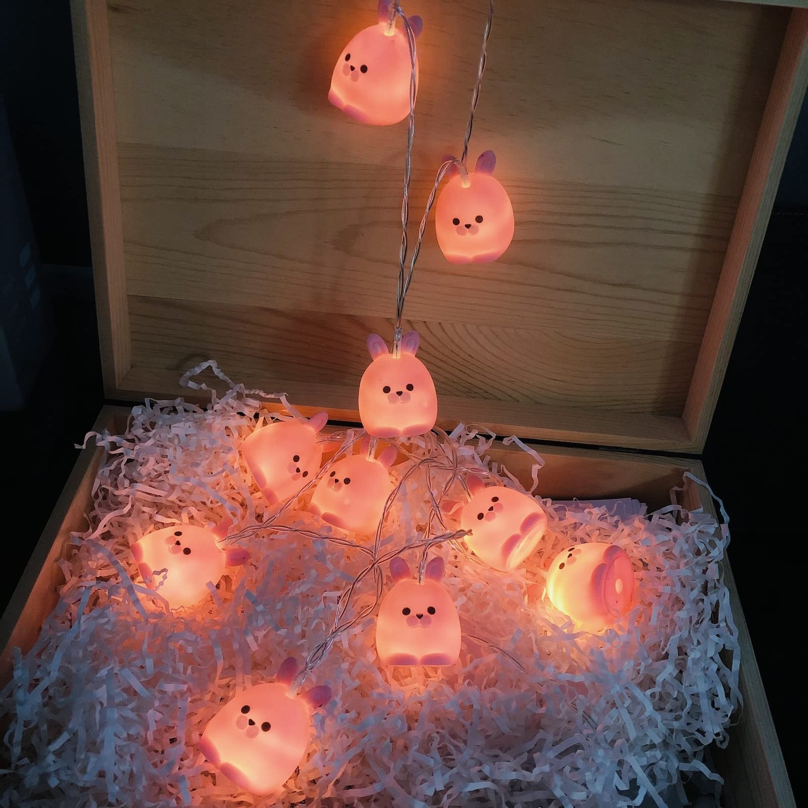 10LED Cute Rabbit String Lights - 1.65m Battery Powered Bunny Fairy Lights for Bedroom Decor, Nursery Night Light, Garden Party & Wedding Decoration - Animal Theme Hanging Decorative Light (B-Rabbit)