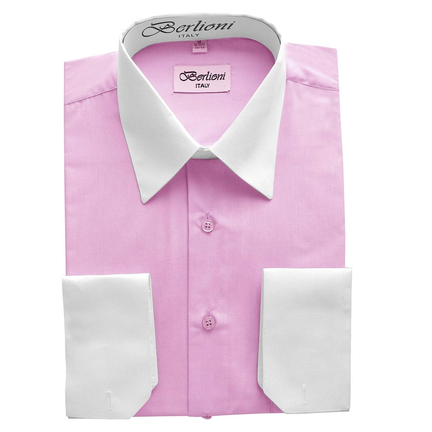Men's Pink & White Two-Tone Dress Shirt - Formal Business Attire for Office, Weddings & Special Occasions