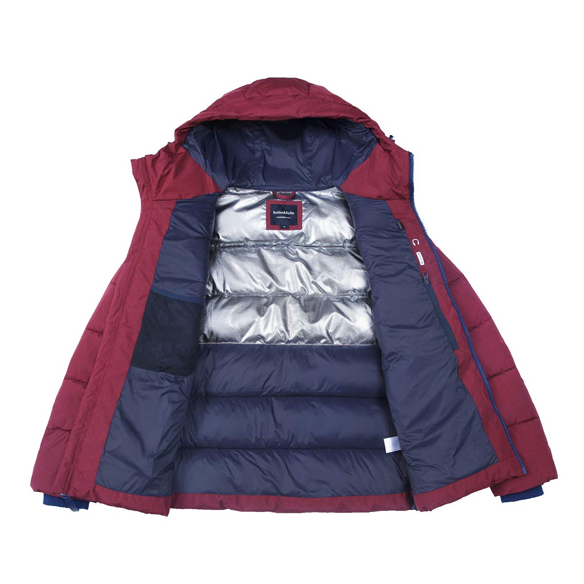 Rokka&Rolla Men's Heavy Duty Winter Puffer Jacket - Thermal Insulated Bubble Coat with Heat Reflective Lining for Extreme Cold Weather - Perfect for Snowboarding, Skiing & Outdoor Adventures