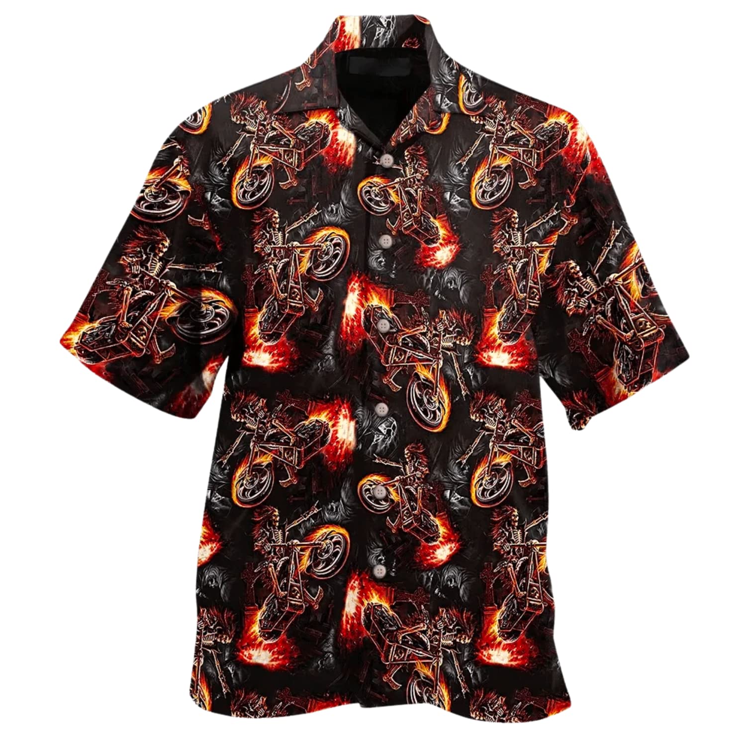 Motorcycle Skull Racing T-Shirt - Fast Casual Top for Bikers & Holiday Parties - Perfect for Riding, Racing & Festive Events