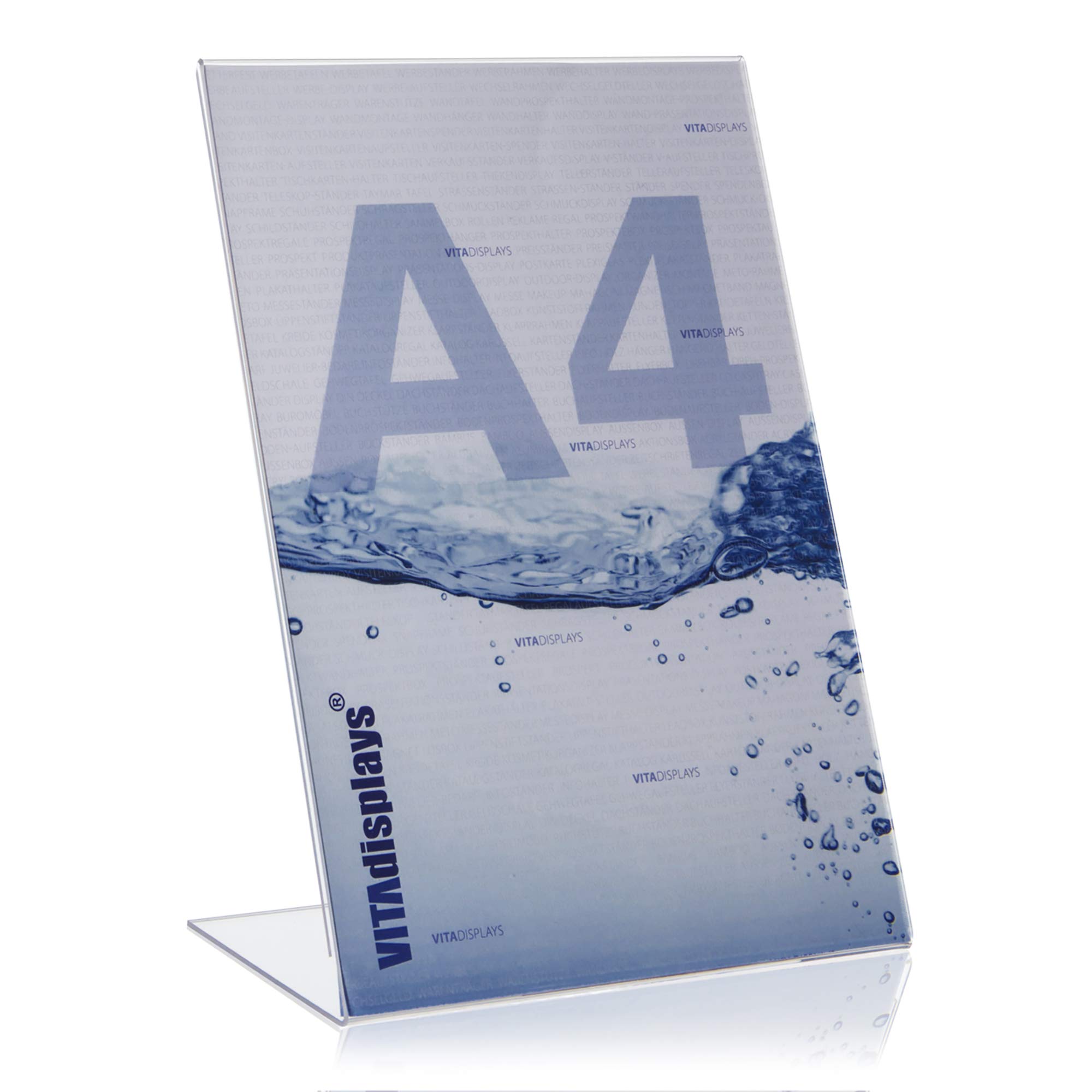 10-Piece DIN A4 Acrylic Table Stands - Clear L-Shaped Display Holders for Menus, Signage & Advertising (Portrait Format) - Perfect for Restaurants, Retail Stores & Events