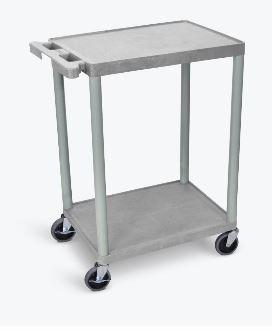 Luxor 2-Tier Rolling Utility Cart with Wheels - Gray Metal Storage Organizer for Kitchen, Office, Bathroom or Dorm Room - Mobile Shelving Unit for Home Organization