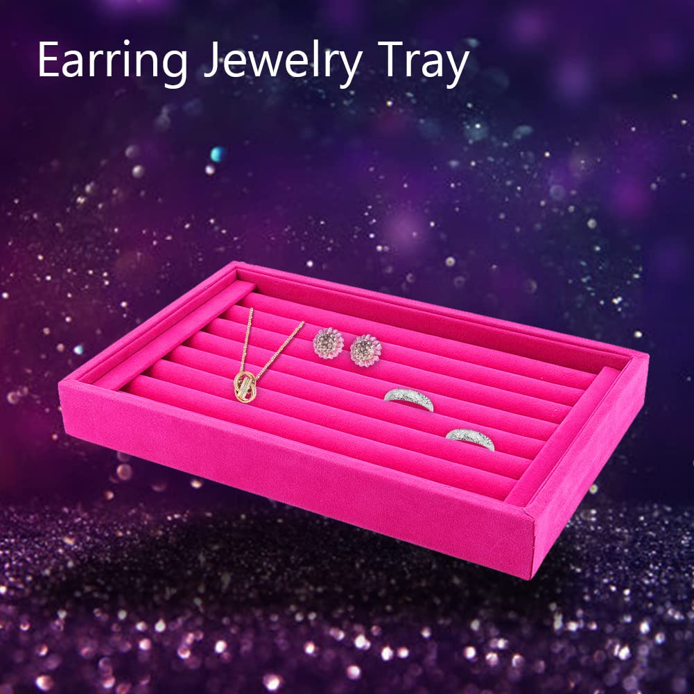 Red Velvet Jewelry Display Tray - Earring & Ring Organizer Box with Inserts for Jewelry Storage | Perfect for Earrings, Rings, Tie Clips & Accessories | Great for Boutique, Home & Travel Jewelry Organization