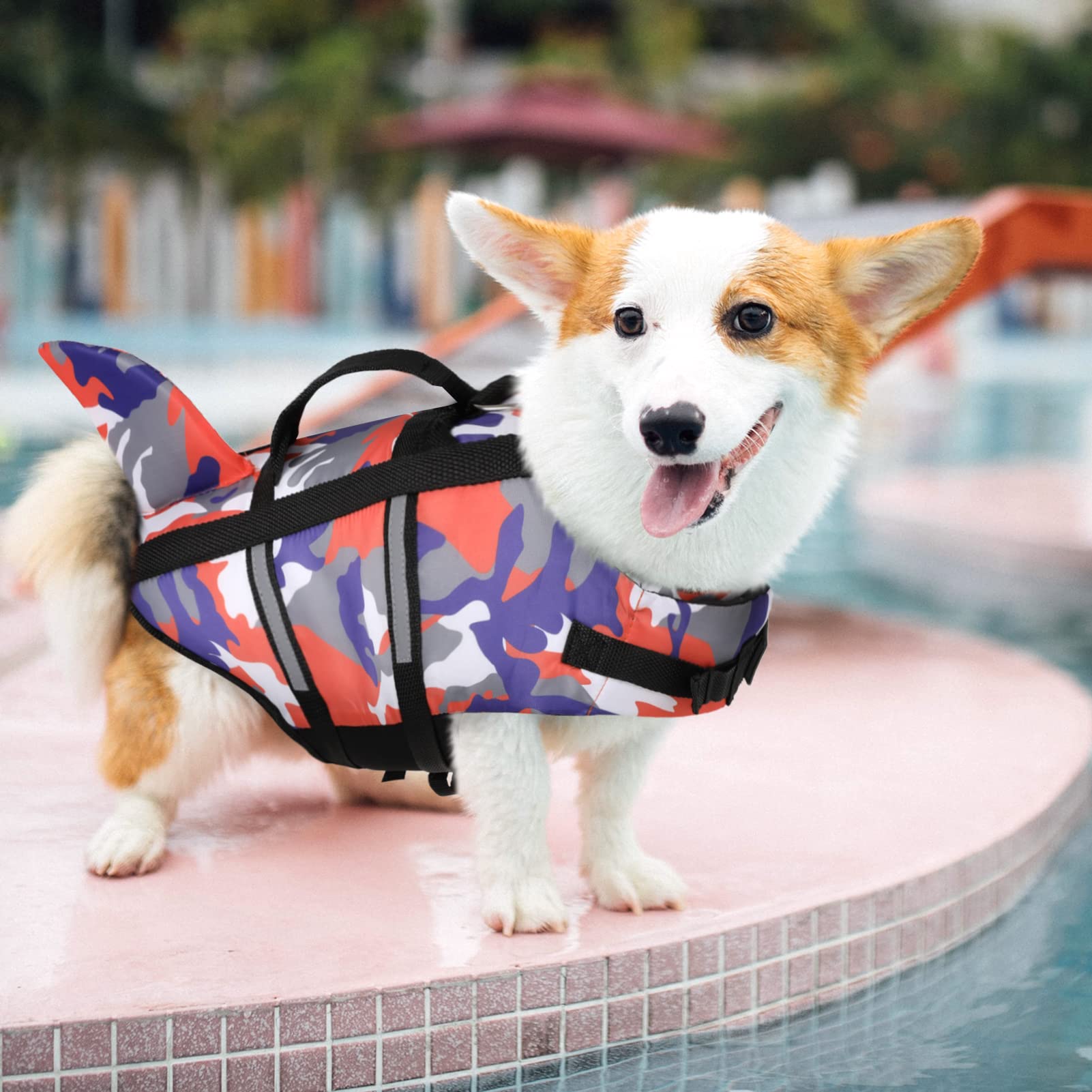 ASENKU Dog Life Jacket Shark Vest - XX-Large Orange Pet Flotation Device with Rescue Handle for Swimming, Boating & Pool Safety - Perfect for Small Medium Large Dogs - Ideal for Beach Trips, Boat Rides & Water Activities