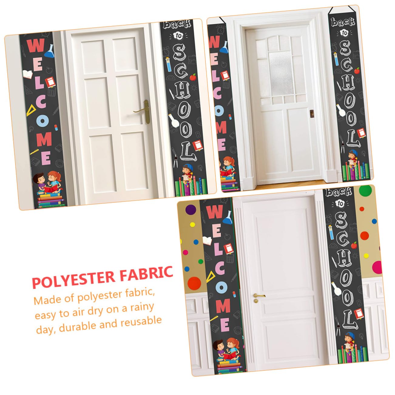 Zerodeko 1 Pair Decorative Curtain Emblems - Office & School Welcome Signs, Back to School Banner for Classroom Decor, Campus Events & Seasonal Celebrations