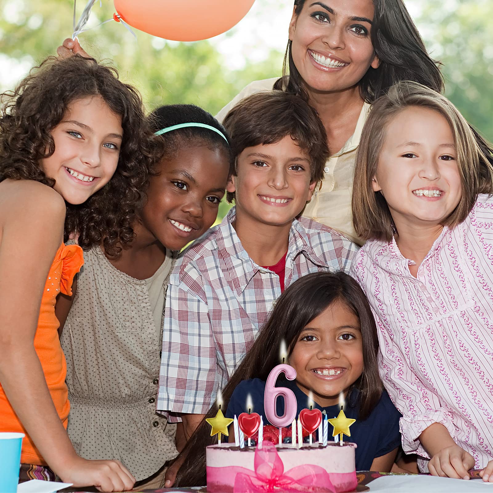 5th Birthday Candles Pink - Number Cake Candles with Star & Heart Topper for Kids Party Decor
