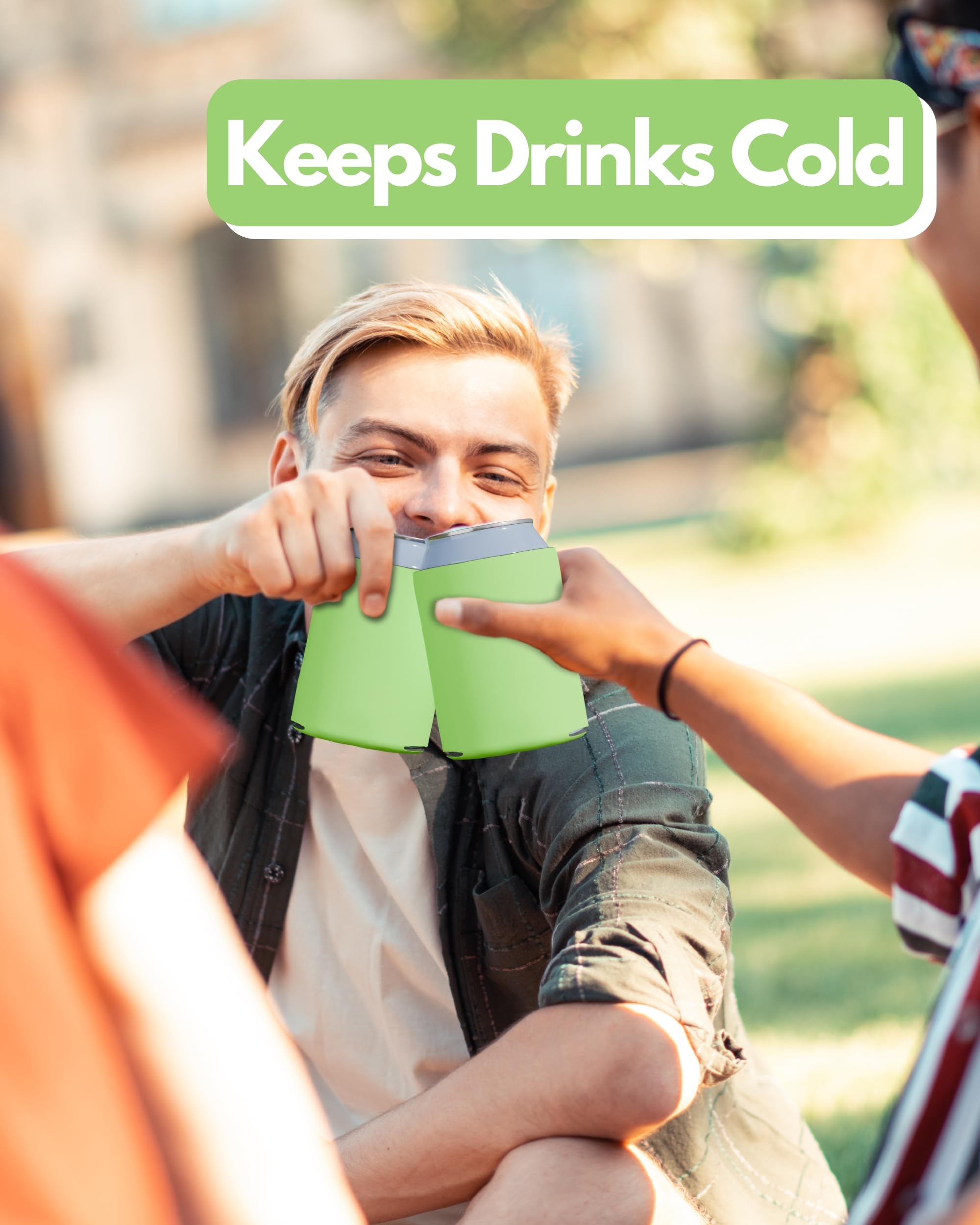 200 Pack Lime Green Blank Can Cooler Sleeves - Customizable Sublimation Insulated Foam for Beer & Soda - Fits 12oz Regular & 16oz Tall Cans - Perfect for Parties, BBQs, Tailgates & Outdoor Events