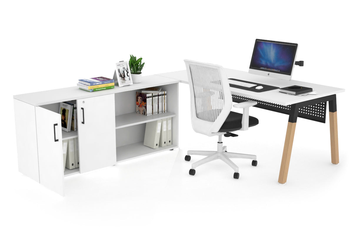 Premium Quadro A Legs Executive Desk with Wooden Legs & Black Cross Beam - 1800L x 700W - Ideal for Home Office, Conference Rooms & Professional Workspaces