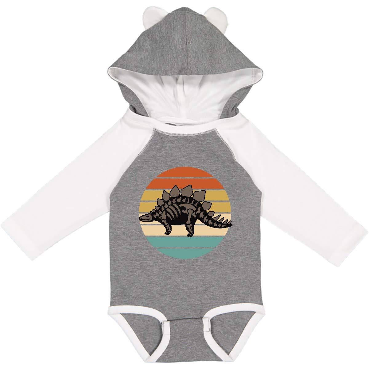 Inktastic Dinosaur Stegosaurus Bones Vintage Long Sleeve Baby Bodysuit - Cute Prehistoric Dinosaur Outfit for Boys & Girls, Perfect for Playdates, Daycare & Family Photos