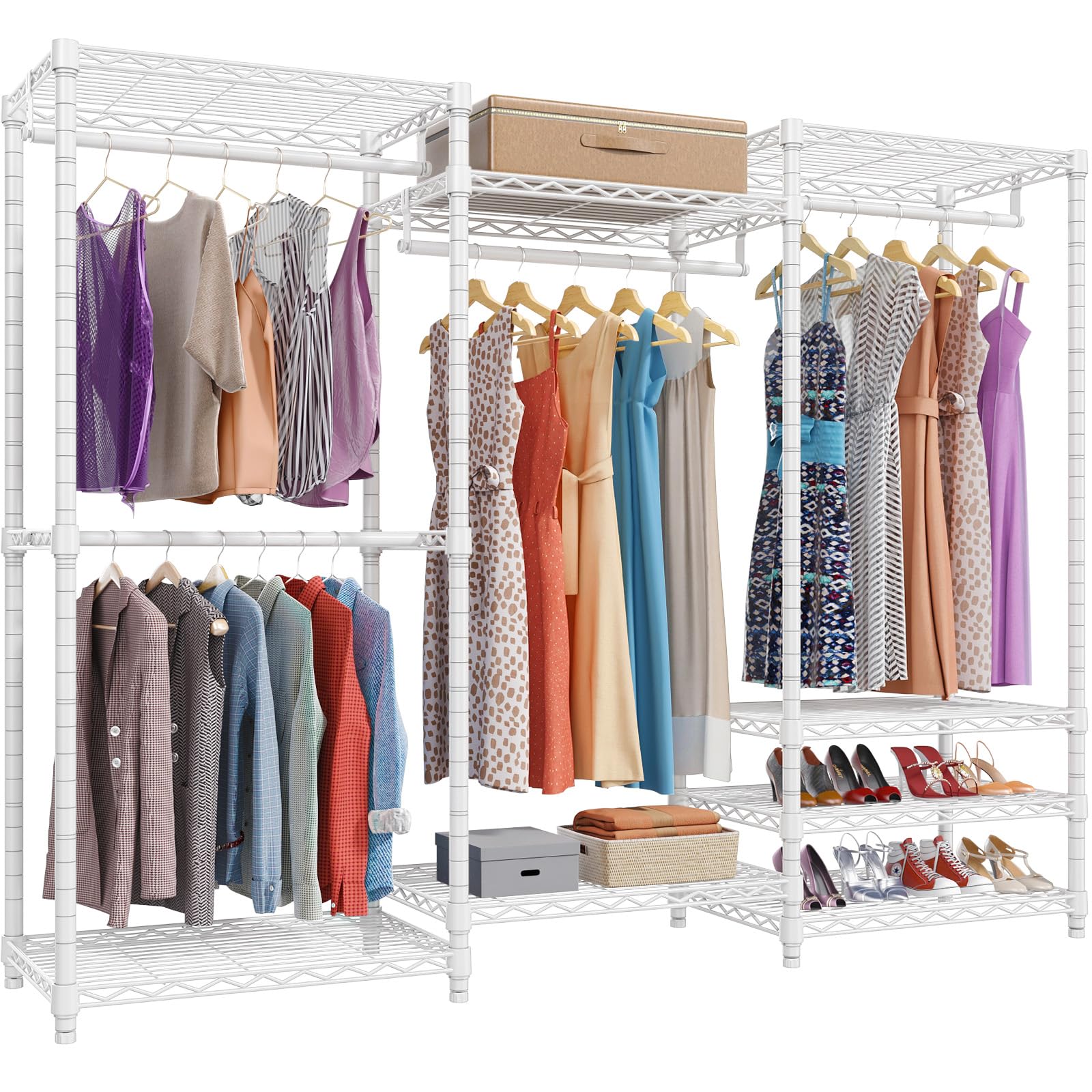VIPEK V5 Heavy Duty Portable Closet Wardrobe - Freestanding Metal Clothing Rack for Bedroom, Closet Organizer & Storage Solution - White (Ideal for Small Spaces, Dorm Rooms & Temporary Closet Needs)