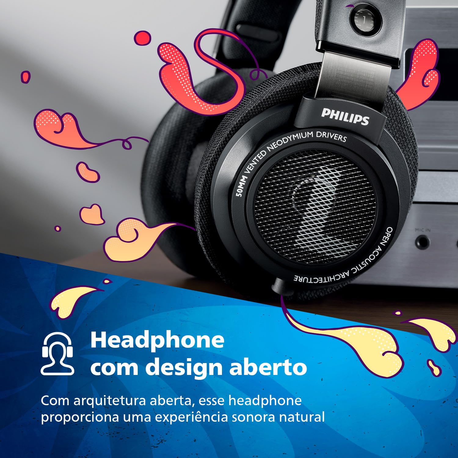 Philips SHP9500 HiFi Precision Stereo Over-Ear Headphones (Black) - Professional Studio Monitoring & Gaming Headset for Audiophiles & Music Lovers