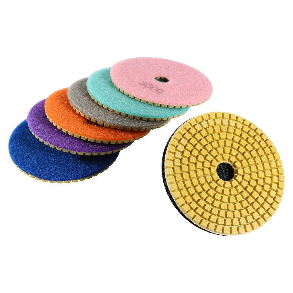 4 Inch Diamond Polishing Pads - Wet/Dry Granite, Concrete, Marble Floor Polishing Kit - Compatible with Grinders & Polishers - Perfect for Countertop Refinishing & Floor Restoration
