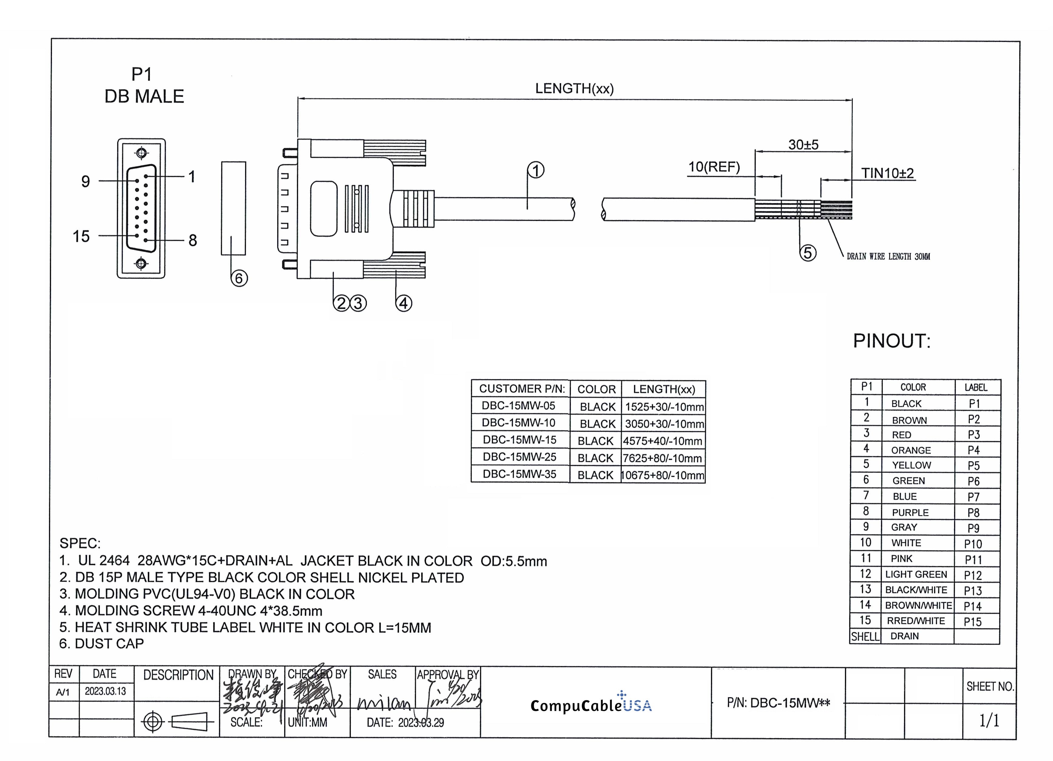 15 Pin RS232 Serial Cable Male to Female - 5/10/15/25/35 Feet Length Options - Durable DB9 Connector for Computer, Printer, POS System & Industrial Equipment Connectivity