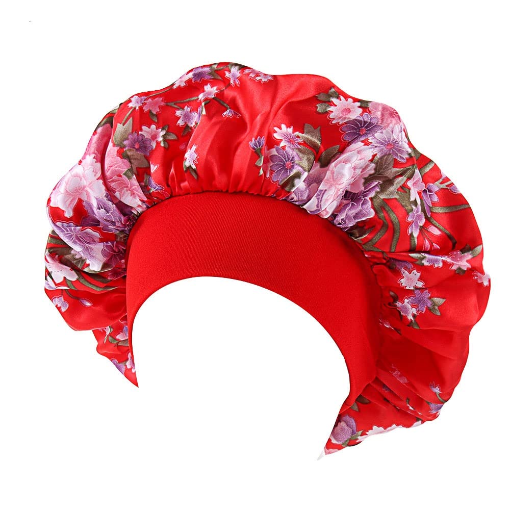 Soft Satin Bonnet for Women - Hair Care Head Wrap for Curly & Natural Hair - Elastic Wide Band Night Cap for Sleeping & Styling (Color C, One Size) - Perfect for Nighttime Hair Protection & Salon Styling