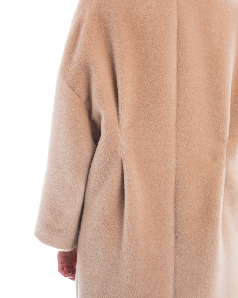 Brunello Cucinelli Nude Alpaca Wool Oversized Coat for Women - Soft Luxury Winter Coat - Perfect for Office, Travel & Special Occasions