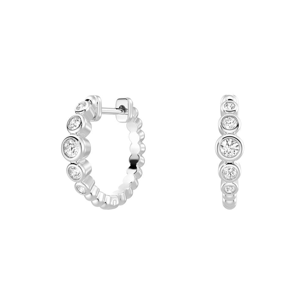 Lab Grown Diamond Five Stone Beaded Hoop Earrings for Women - Elegant & Hypoallergenic Jewelry for Weddings, Parties & Everyday Wear