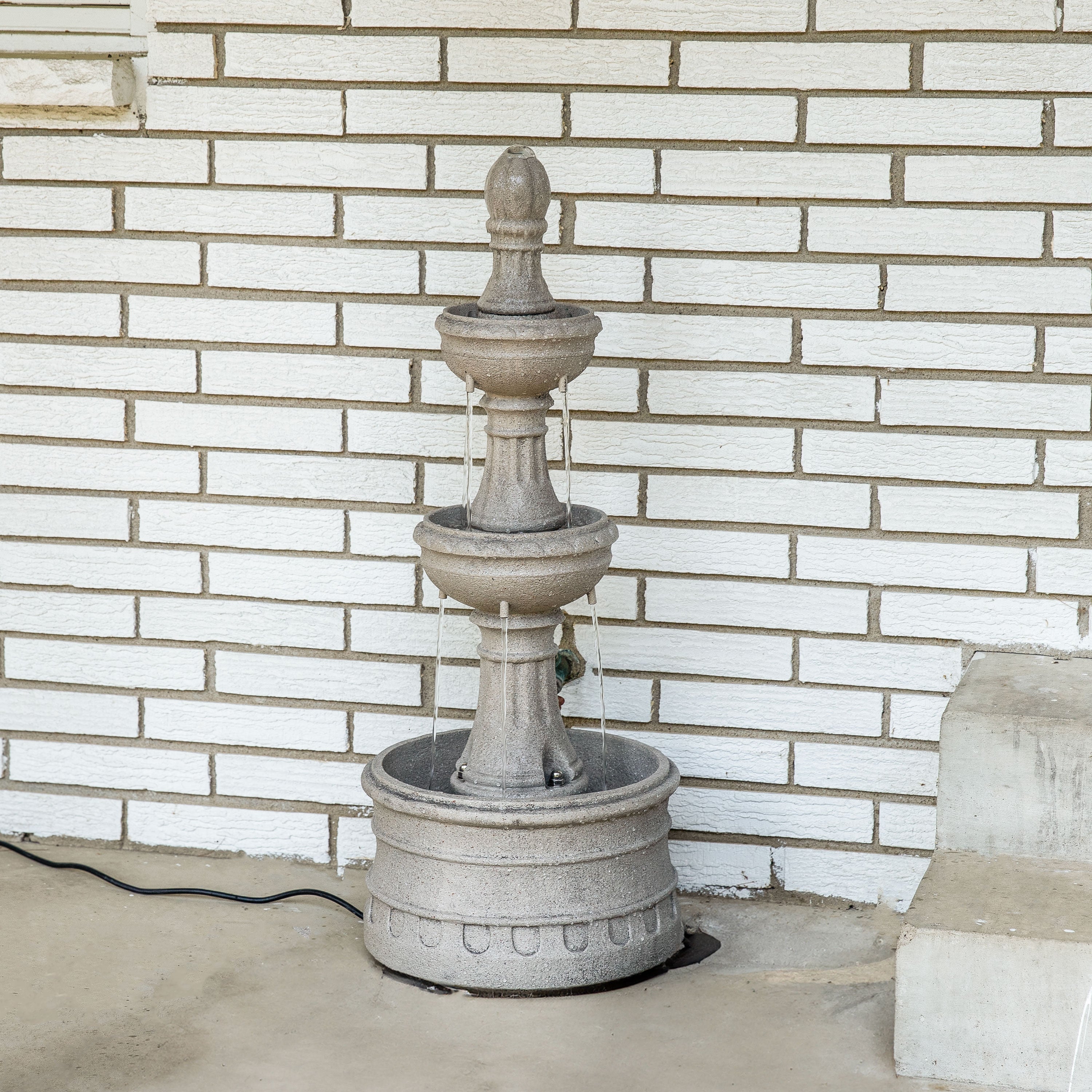 Sunnydaze Cyprus 3-Tier Polyresin Outdoor Water Fountain - 39 Inch Height, Garden Decor, Patio Fountain for Backyard, Porch, and Landscape (Perfect for Relaxation and Outdoor Ambience)