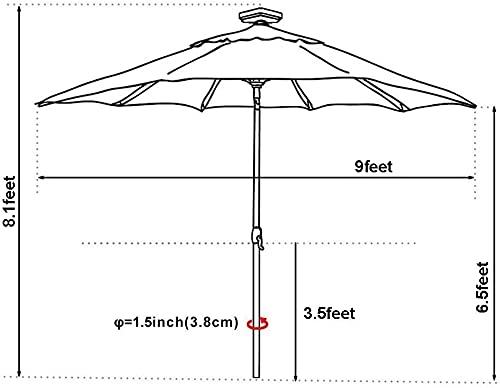 EliteShade USA 10-Year Fade-Resistant 9ft Solar LED Patio Umbrella with 80 Lights - Ventilated Outdoor Market Umbrella for Garden, Poolside & Restaurant (Royal Blue) - Perfect for Backyard BBQs, Beach Lounging & Outdoor Dining