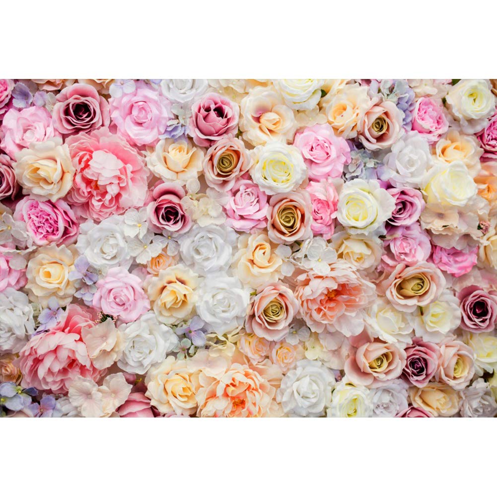 Leyiyi 5x3ft Romantic Rose Flower Backdrop - Premium Wedding Ceremony Decor, Bridal Shower Photo Booth Background for Studio Photography, Party Decorations & Event Props