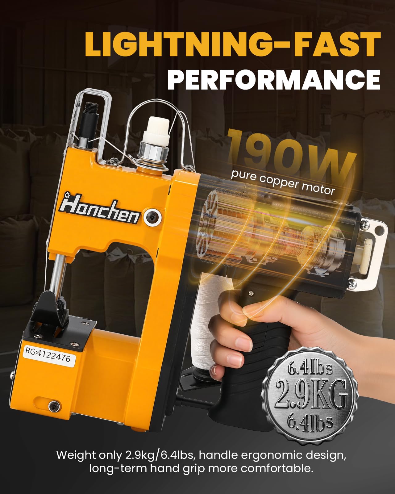 High-Speed Industrial Bag Sewing Machine - Heavy Duty Bag Sealer, Closer & Stitcher for Woven Kraft Paper, Sack & Poly Bags - CE Certified | Perfect for Packaging, Agriculture & Bulk Goods Sealing