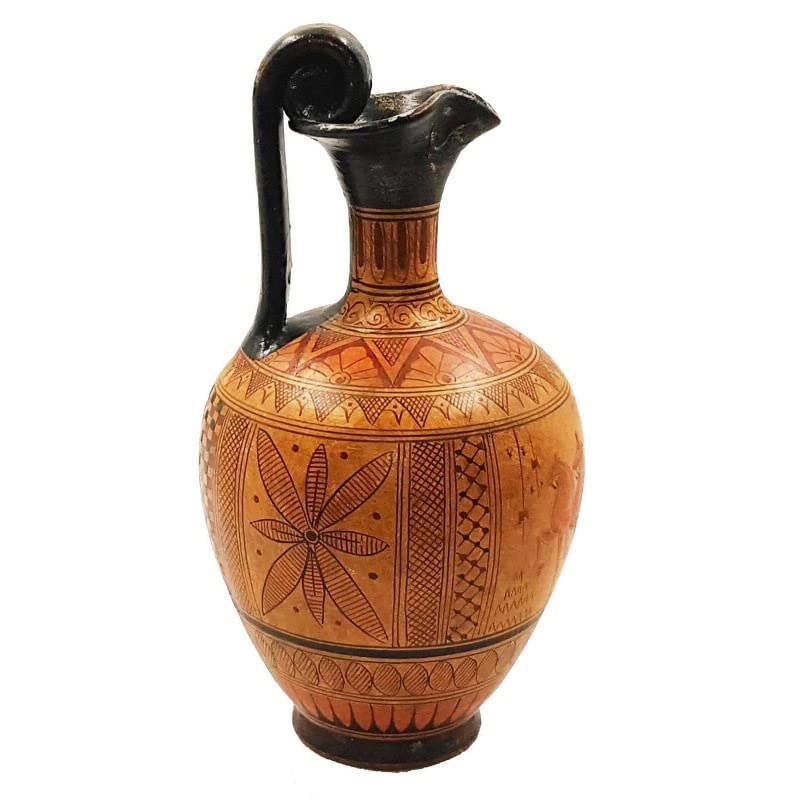 Ancient Greek Style Geometric Pottery Vase - 24cm Handmade Ceramic Jar for Home Decor, Wedding Centerpiece & Gift Idea